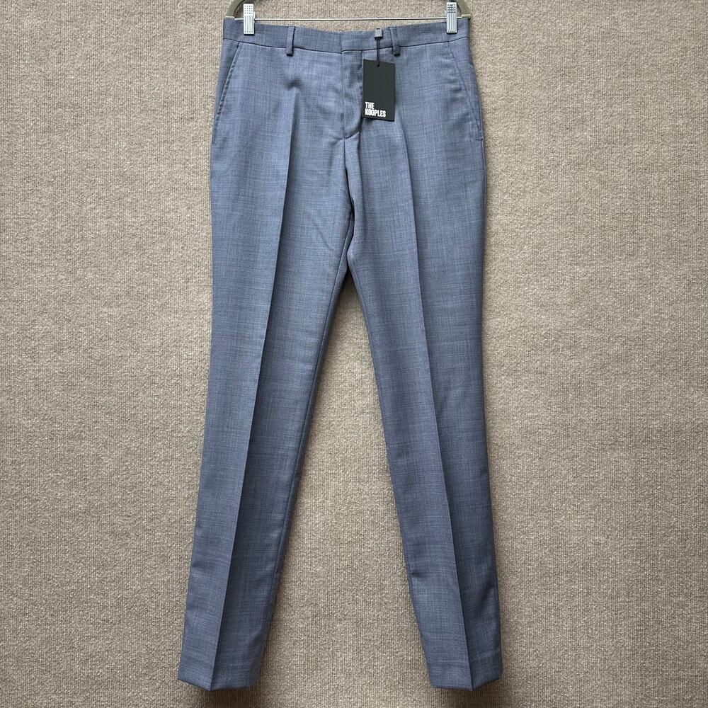 The Kooples Men Light Blue Slim Fit Wool Tailored Dress Suit Trousers 46 / 30 US